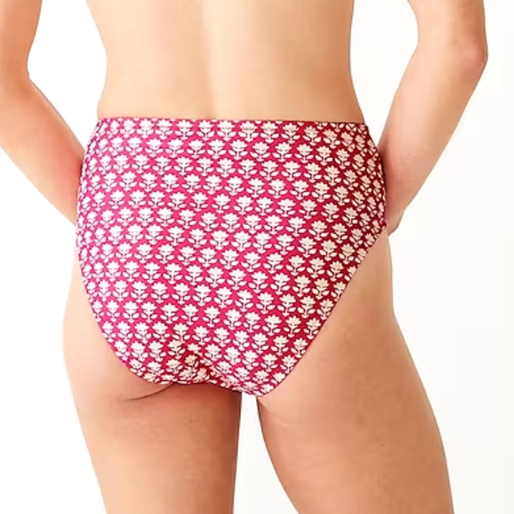 J.Crew floral moderate coverage high waist bikini bottoms, small, pink - Picture 4 of 10